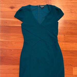 Express Teal Wrap-Style Midi Dress